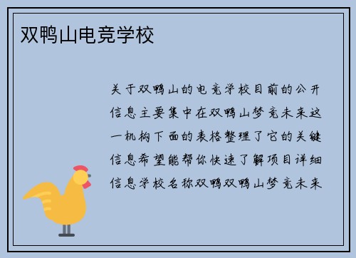 双鸭山电竞学校